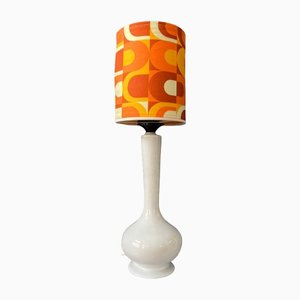 Mid-Century Space Age Desk Lamp with Textile Shade and Porcelain Base