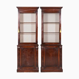 19th Century English Mahogany Glazed Cabinets, Set of 2