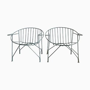 Mid-Century French Artisanal Painted Wrought Iron Chairs, 1950s, Set of 2