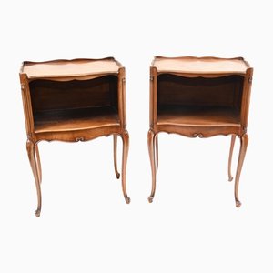 Antique French Walnut Nightstands, Set of 2