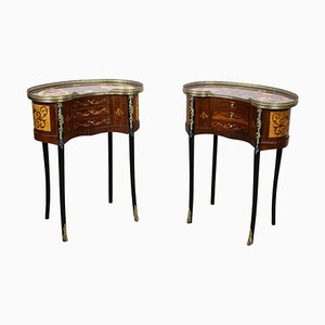 19th Century Louis XVI Style Marquetry Side Tables, France, 1880s, Set of 2