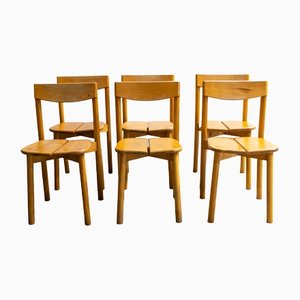 Beech Coffee Grain Model Chairs by Pierre Gautier Delaye, Set of 6