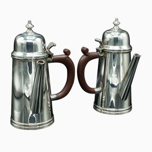 Vintage English Silver Plate Hot Chocolate Jugs, Set of 2
