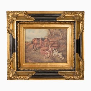 Small English Rural Scene, 1980s, Oil on Canvas, Framed