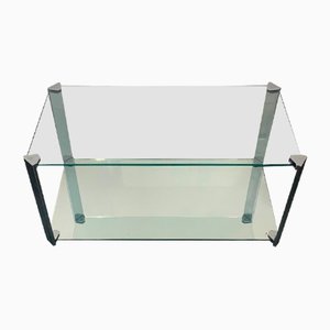 Table Basse en Acier, Cristal et Miroir de Cidue, 1970s