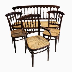 Bench and Chairs by Jacob Josef Rohn, Vienna, 1930s, Set of 4