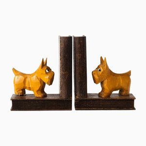 Art Deco Buchstützen aus Holz für Hunde, 1930er, 2er Set