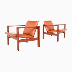 Brutalist Pine Lounge Chairs, Netherlands, 1960s, Set of 2