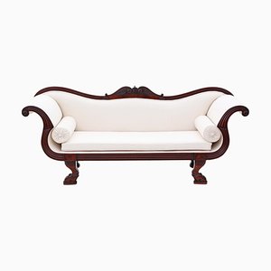 19th Century Mahogany Scroll Arm Sofa