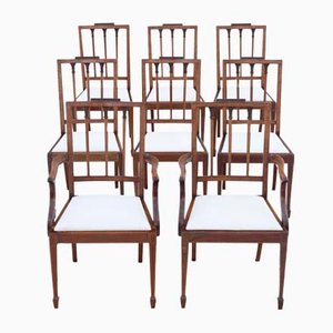 Antique Georgian Revival Mahogany Dining Chairs, 1900s, Set of 8