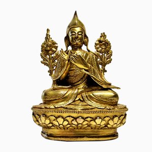 Gilded Seated Buddha on Stylized Lotus Base