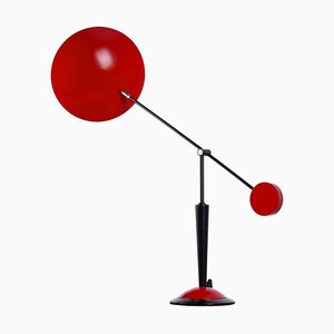 Postmodern Red and Black Adjustable Counterbalance Table Light from Herda, 1980s