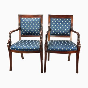 Empire Mohogany Armrest Chairs, Set of 2