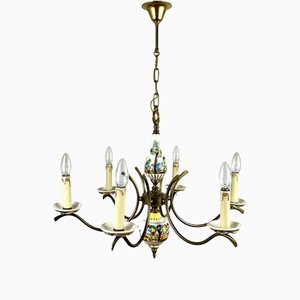 Capodimonte Hand-Painted Porcelain & Brass Chandelier