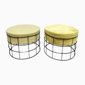 Vintage Danish Wire Stools and Coffee Table by Verner Panton, Set of 3