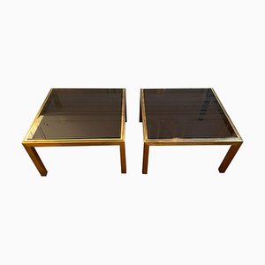 Brass and Glass Side Tables, Set of 2