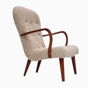 Dänischer Sessel aus Buche & Stoff, 1950er