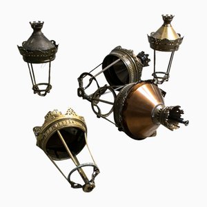 Copper and Brass City of Paris Lanterns, 1970s, Set of 5