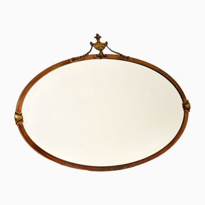 Antiker ovaler Spiegel aus Kupfer & Messing