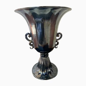 Schwarze Vase aus Muranoglas von Toso