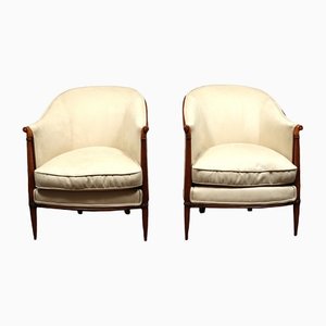 French Art Deco Bergere Armchairs, Set of 2