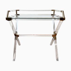 Brass and Acrylic Glass Bar Table by Charles Hollis Jones, 1970s