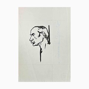 Hermann Paul, Portrait, Original China Ink Drawing, Early 20th-Century