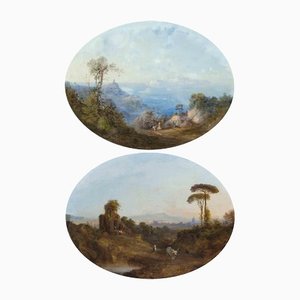 Paysages avec Vues de la Rome Antique, Huile sur Toile, Milieu du 19ème Siècle, Set de 2