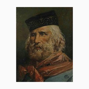 Retrato de Giuseppe Garibaldi, pintura original, década de 1880