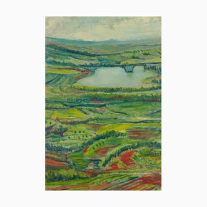 Blick auf das Tal des Tiber, Original Gemälde, 1961