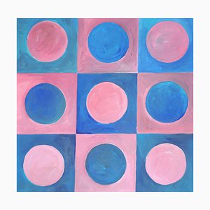 Natalia Roman, Pink and Blue Checkers, 2022, Acrylic on Canvas