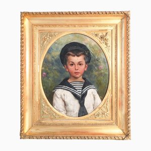 Portrait of Child, Oil on Canvas, 1800s, Framed
