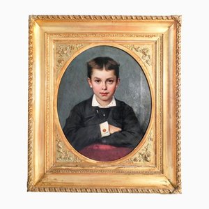 Portrait of Child, Oil on Canvas, 1800s, Framed