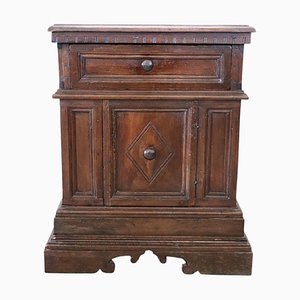 Antique Carved Walnut Nightstand, Tuscany, 1680s