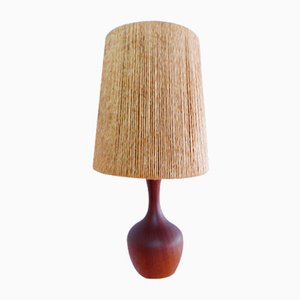 Lampada da tavolo in teak e sisal, Danimarca, anni '50