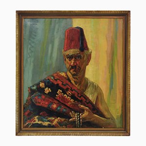 Hein Froonen, Marocain Vendeur de Kilims et Bijoux, 1930s, Peinture à l'Huile