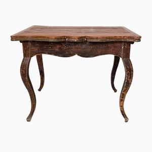 18th Century Swedish Baroque Brown & Red Extendable Dining Table, 1780s