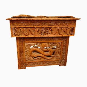 Antique Chinese Carved Folding Altar Table with Dragons