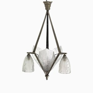 Art Deco Nickel-Plated Pendant Lamp