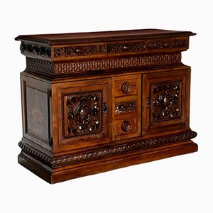 19th Century Renaissance Carved Walnut Chest of Drawers Attributed to Luigi Frulini