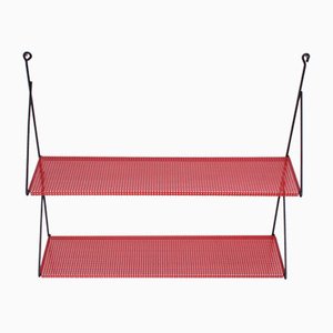 Perforated Red Metal Shelving Unit by Tjerk Reijenga for Pilastro, 1950s