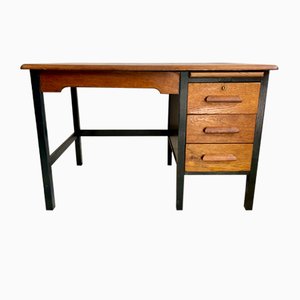 Vintage Eichenholz Lehrer Schreibtisch mit Schubladen