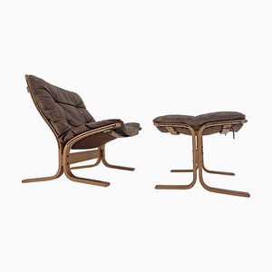 Mid-Century Lounge Chair & Ottoman by Ingmar Relling for Westnofa, Norway, 1970s, Set of 2