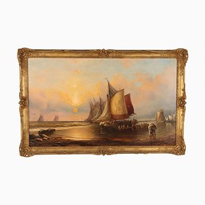 Artista scolastico olandese, scena marittima, fine XX secolo, olio su cartone su tela
