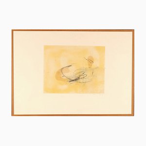 Luca Caccioni, Composition Abstraite, 1995, Techniques Mixtes sur Papier, Encadré