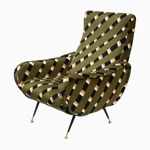 Vintage Armchair with Chequed Upholstery