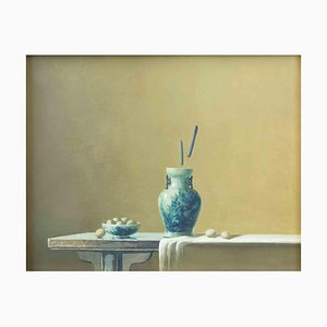 Zhang Wei Guang, Vase und Eier, Original Ölgemälde, 2000er