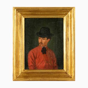 Unknown, Portrait of Garibaldini Soldier, Original Oil Painting, 19th Century, Framed