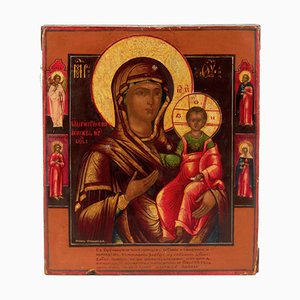 Icon of the Mother of God of Smolensk, Mid-19th Century, Gesso on Cypress Board