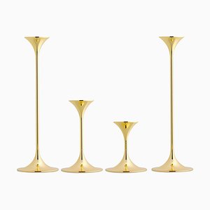 Jazz Candleholders in Steel with Brass Plating by Max Bruel, Set of 4